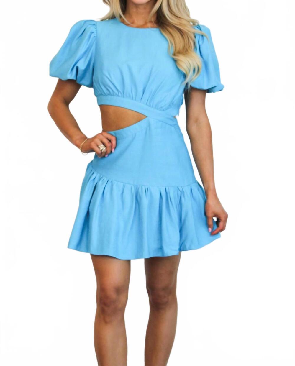 NEW DO+BE sammie cutout ruffle dress in blue